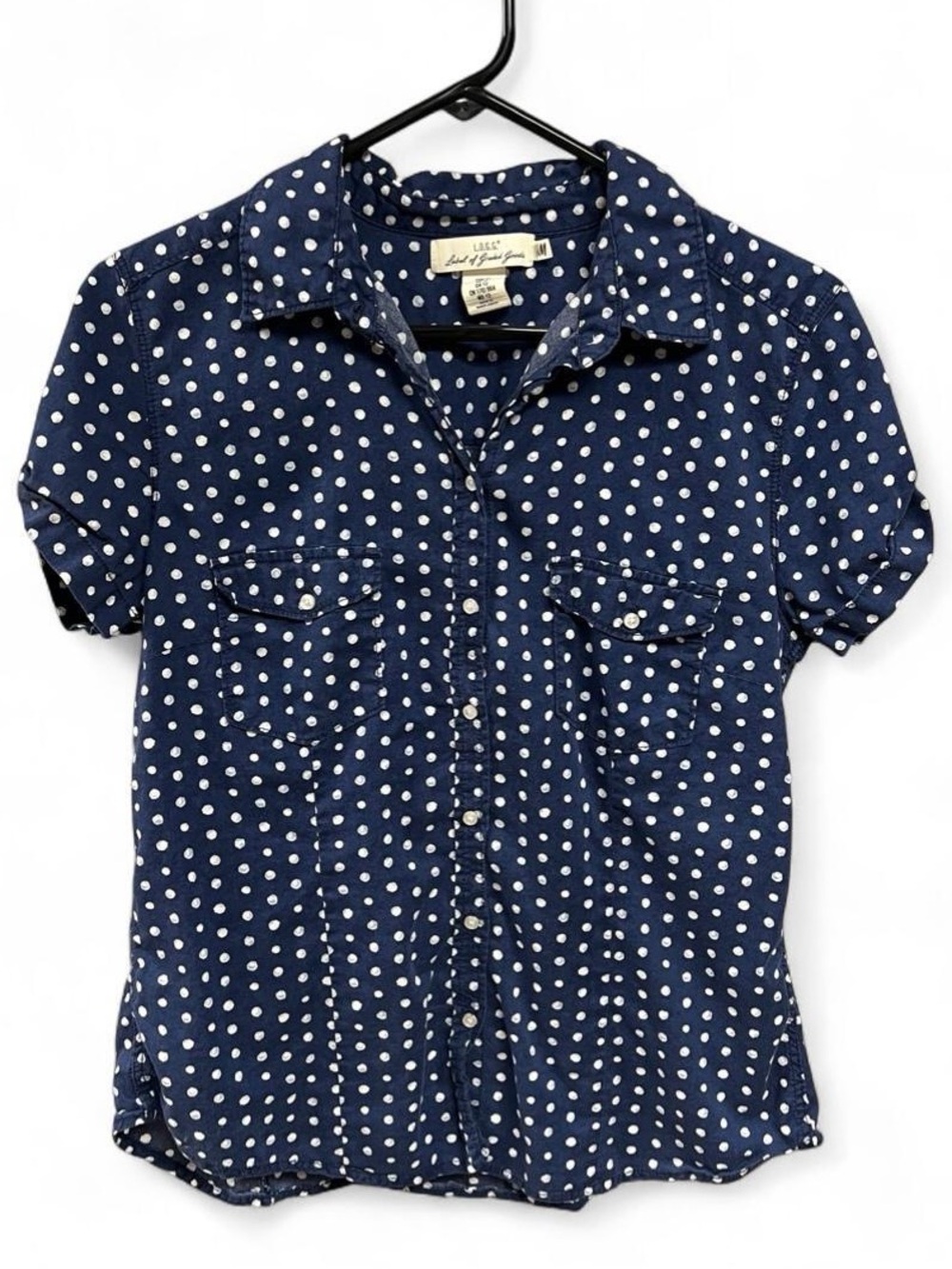 H&M Polka Dot Button Down Short Sleeve Top Size 12